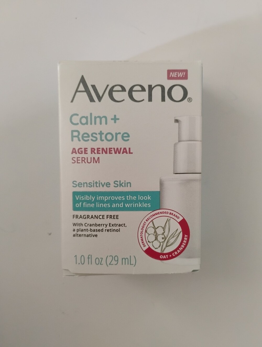 Aveeno Calm & Restore Age Renewal Serum Sensitive Skin 1 Oz Fragrance Free New